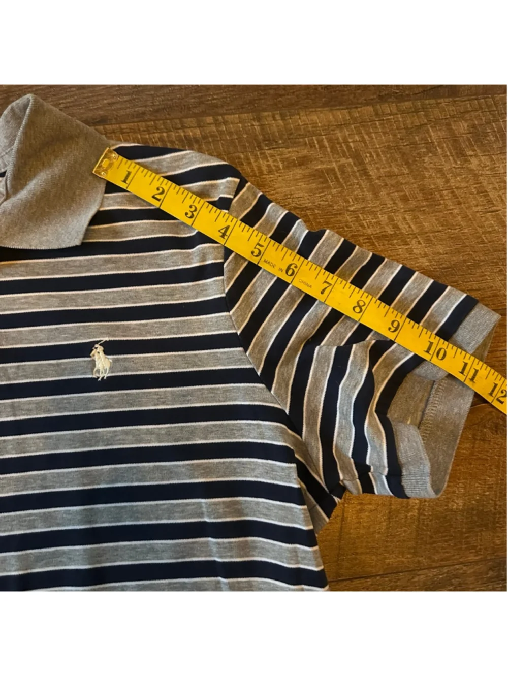 Men's Polo Ralph Lauren Polo M Navy Gray Striped Classic Fit Summer